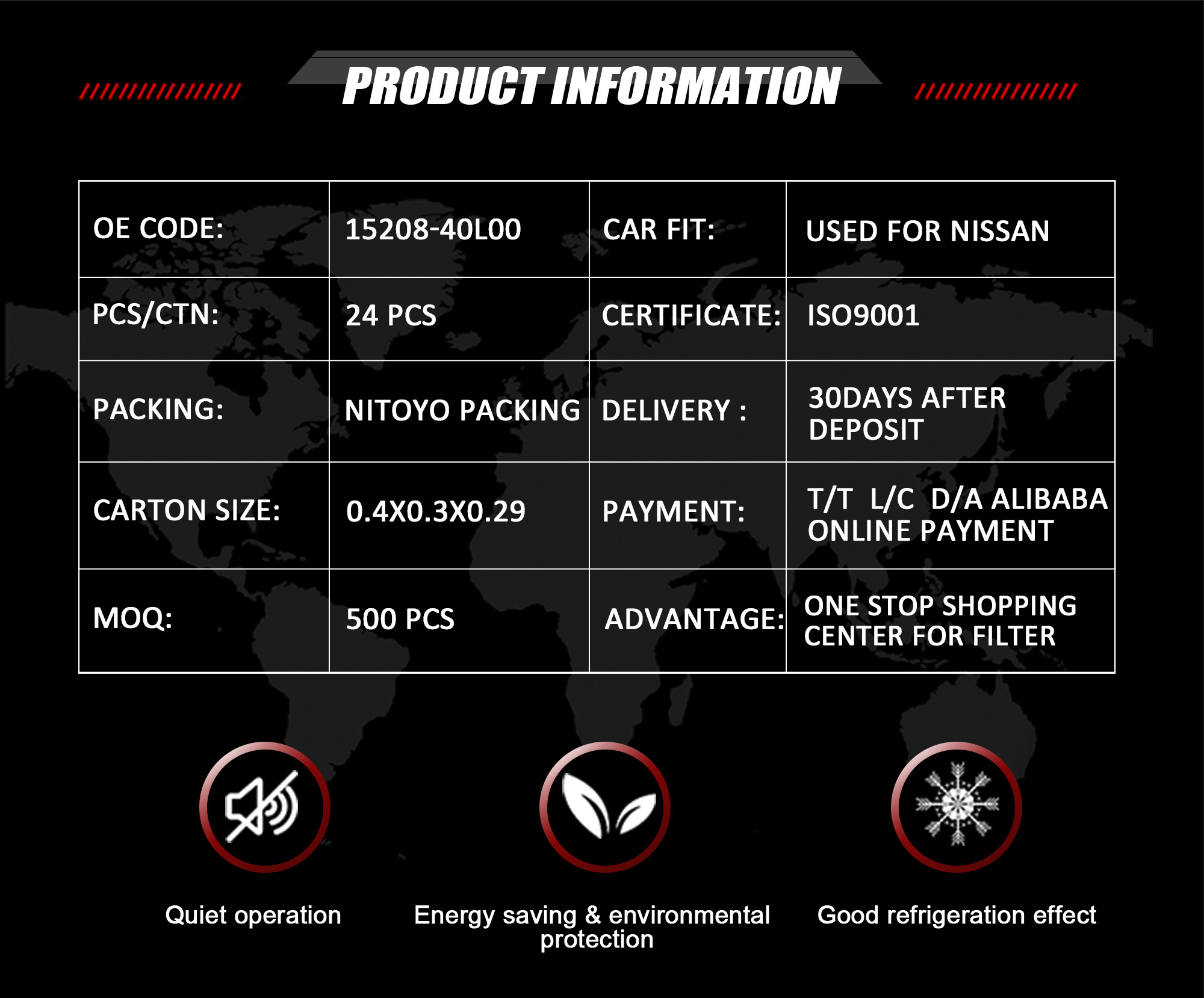 15208-40L00 Fuel Filter Used For Nissan