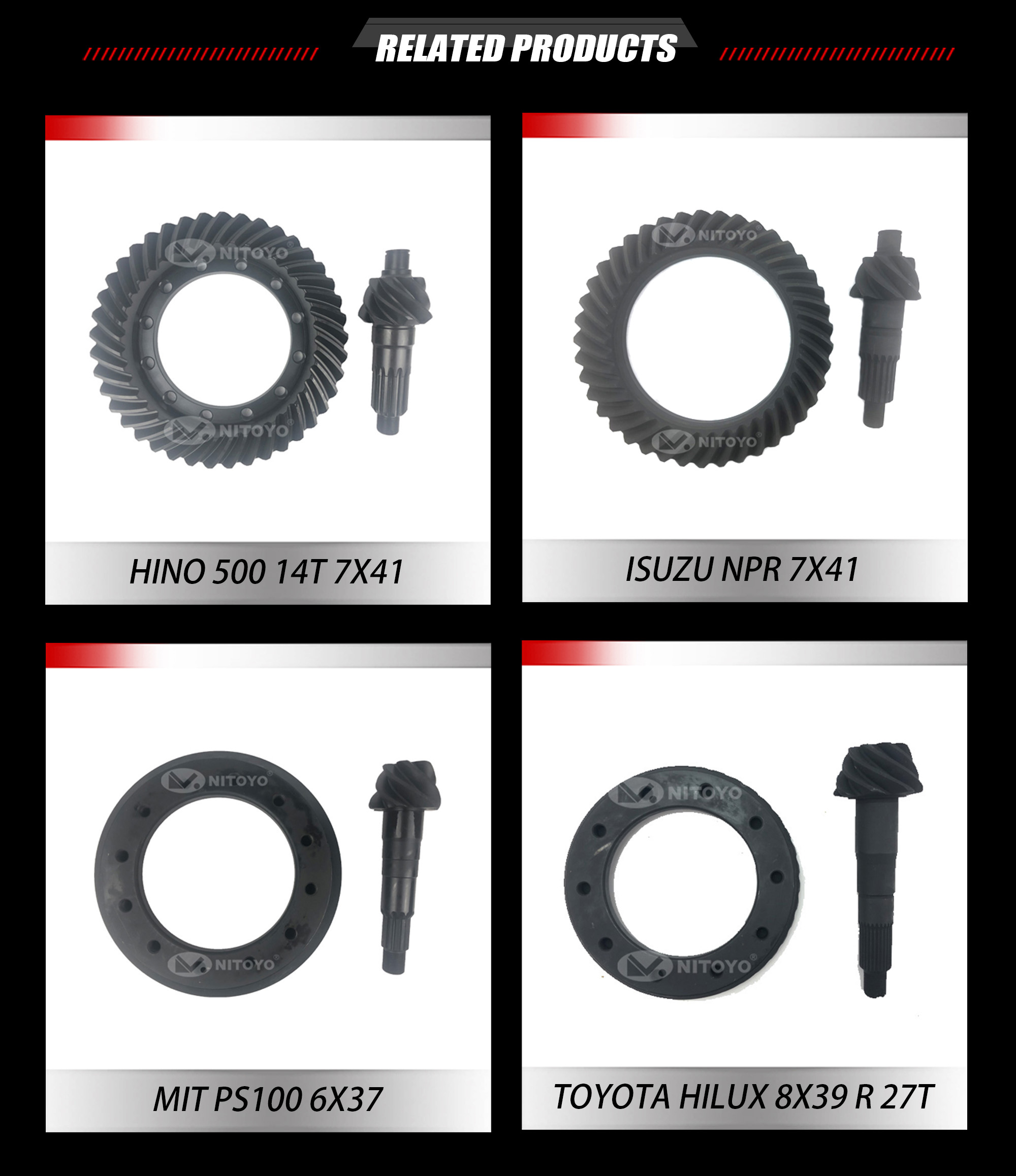 Crown Wheel Pinion 6X35 6X37 6X41 7X41 8X39 8X41 8X45 F/R 19T Used For Toyota Coaster/Rino
