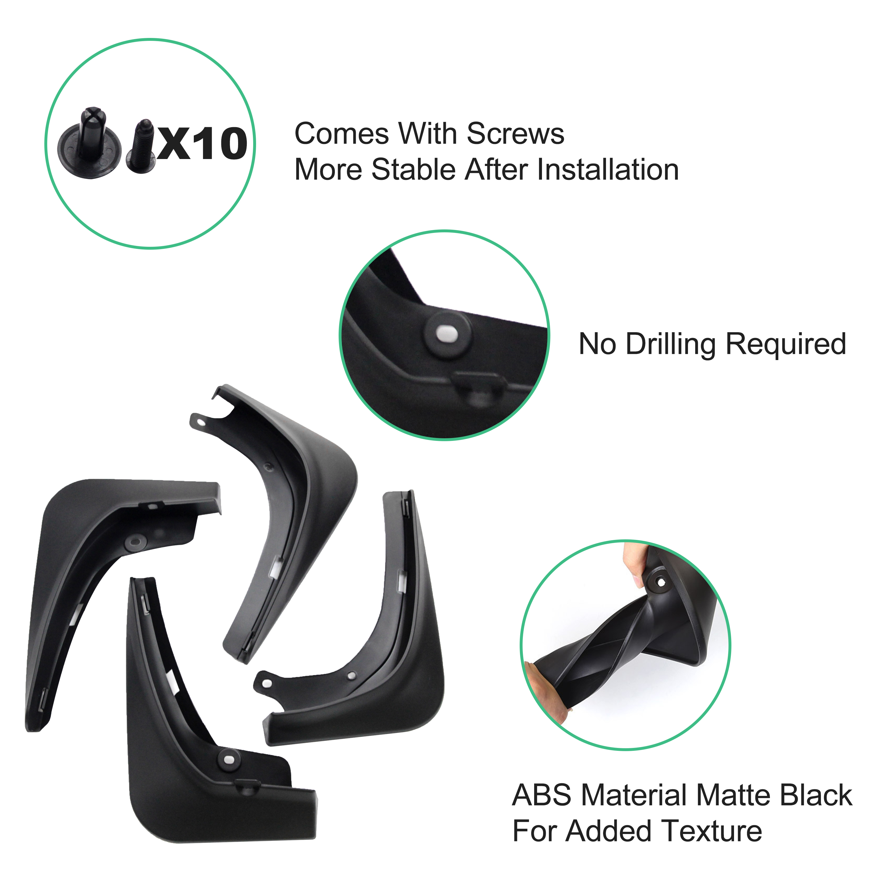 NITOYO Auto Body Parts Mud Flap Splash Guards Car Fender Mudguards For Tesla Model 3 17-21